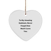 Funny Godmom Gifts for You, Heart Ornament, To My Amazing Godmom, Never Forget How Much I Love You, Christmas Unique Gifts from Men to Godmom - Image 1